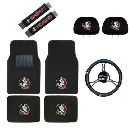 Florida State Seminoles Floor Mat, Headrest Wheel Cover and Shoulder Pads Gift Set