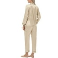 thumbnail image 3 of WTOBBY Women's Plus Size Ice Silk Satin Long Sleeve Long Pants Pajama Set, Soft Lightweight Loungewear for Home Relaxation and Sleep,Champagne XL, 3 of 6