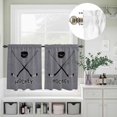 thumbnail image 5 of Kitchen Window Curtains Valance and Tier Set, Sports Hockey Black Art Rod Pocket Tier Curtain Valance Set, Retro Gray Texture Light Filtering Cafe Curtains for Bedroom Living Room, 5 of 9