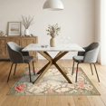 thumbnail image 3 of ODIKA Round Shaped Retro Botanical Chinoiserie Blooms Border Solid Non-Slip Low Profile for Guest Room, Lounge, Apartment, 3 of 7