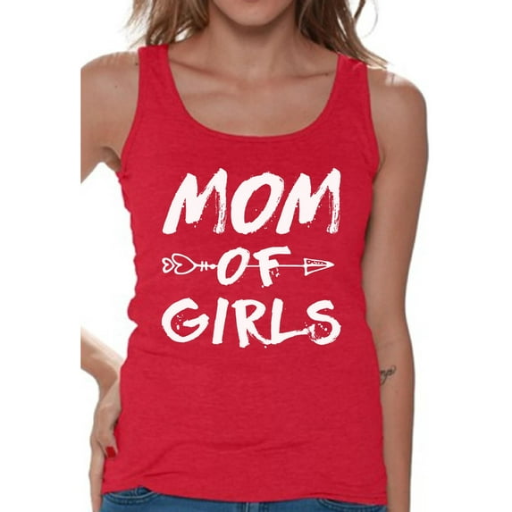 Awkward Styles Women's Mom of Girls Arrow Mother's Day Graphic Tank Tops White Motherhood New Mom