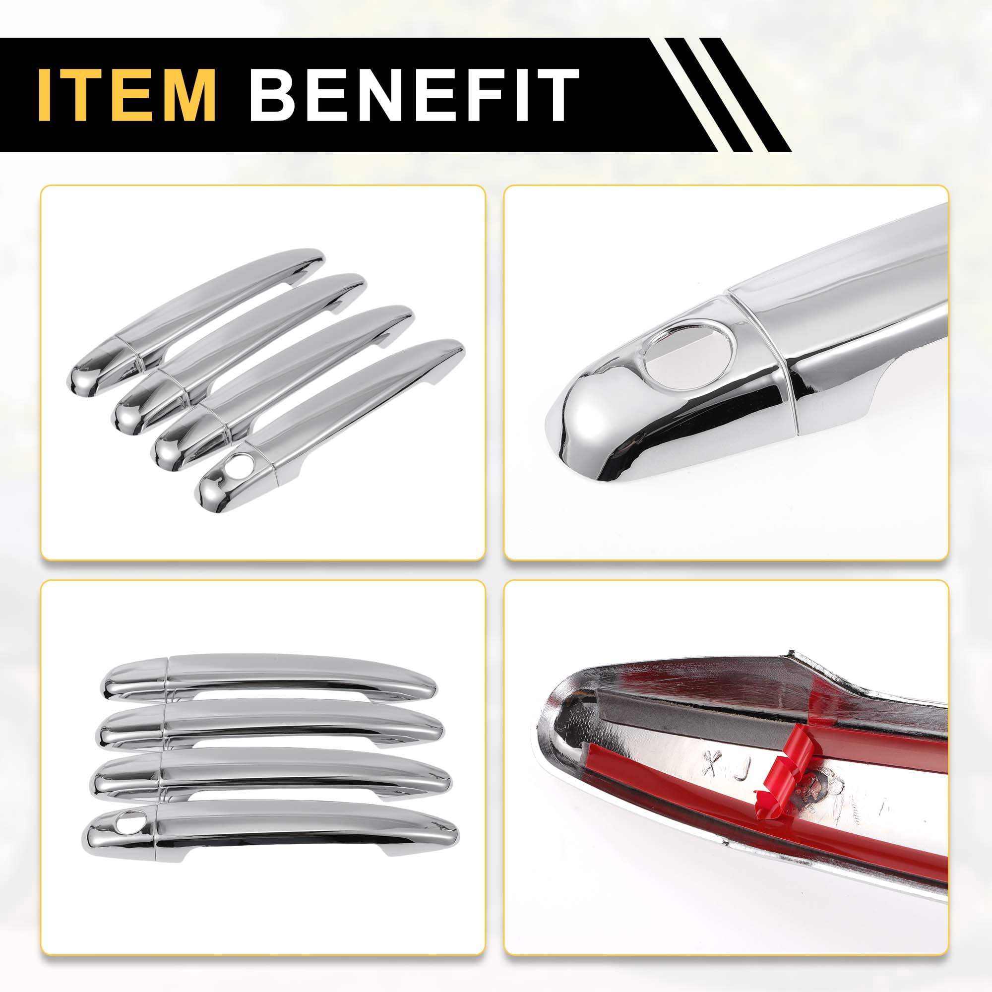 Unique Bargains 4pcs Exterior Door Handle Cover for Toyota 4Runner 2003-2010 Silver Tone