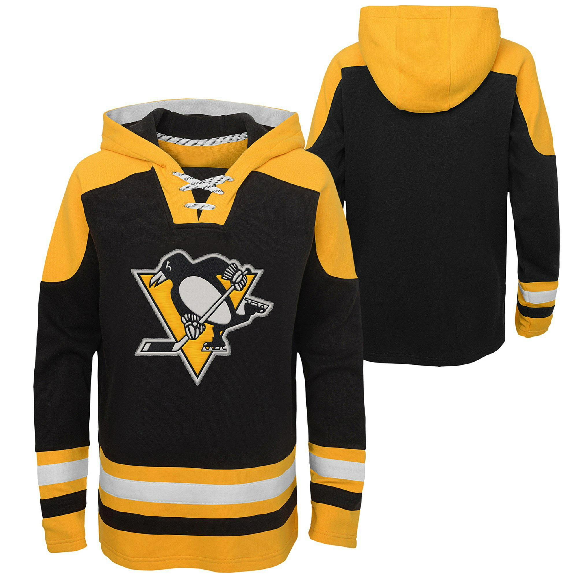 Pittsburgh Penguins NHL Team Jersey Sweatshirt Lace up XL Logo Black Fleece  L/S