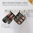 thumbnail image 4 of Yayeee Oven Mitts and Pot Holder Set of 2 Heat Resistant Kitchen Gloves Baking Hot Pad, Beige Striped Trees, 4 of 5