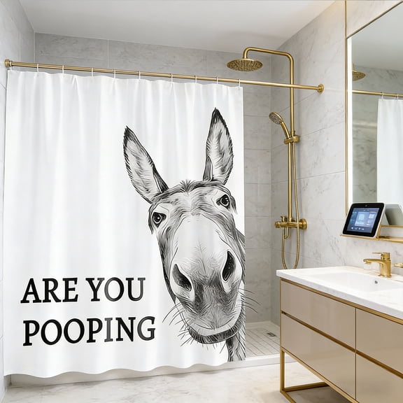 Donkey Shower Curtain Funny Animal Bathroom Decor Waterproof Polyester Fabric Vivid Print Durable Grommets Standard Size Easy Install Humorous Gift Adults Apartment Home Restroom Decoration(60*70in)