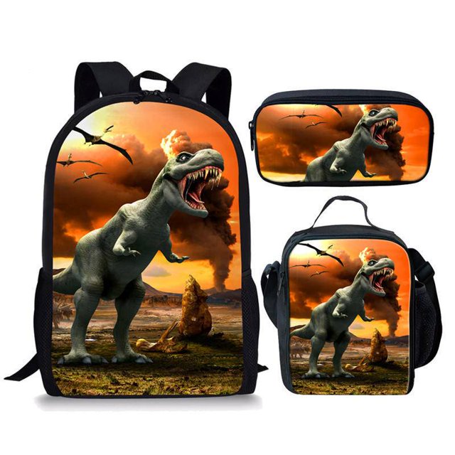 DOUBLEPING Niños Adolescente Jurassic World Mochila Dinosaurio Bolsa Escolar De Almuerzo Para Estuche Para Lápices Combo