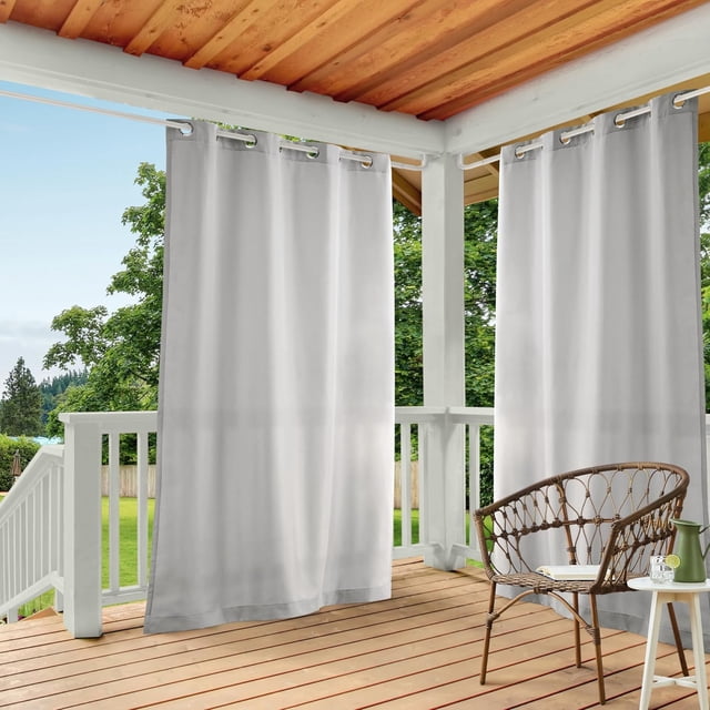 Rideaux Intérieur/extérieur Cabane Solide Panneau de Rideau à Œillets Gris Nuage 54x120 2 Pcs