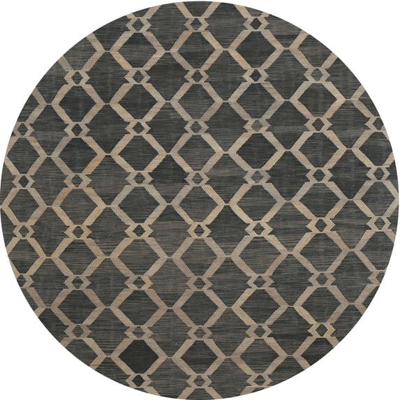 Ahgly Company Machine Washable Indoor Round Contemporary Khaki Green Area Rugs, 4' Round