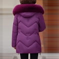 thumbnail image 6 of XPMWRP Women's Quilted Thicken Faux Fur Hood Coat Solid Color Long Sleeve Fashion Coats Full Zip Winter Warm Jacket with Pockets Purple XL, 6 of 6