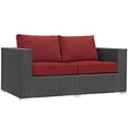 thumbnail image 4 of Modern Contemporary Urban Design Outdoor Patio Balcony Garden Furniture Lounge Sectional Sofa Set, Sunbrella Rattan Wicker, Red, 4 of 8