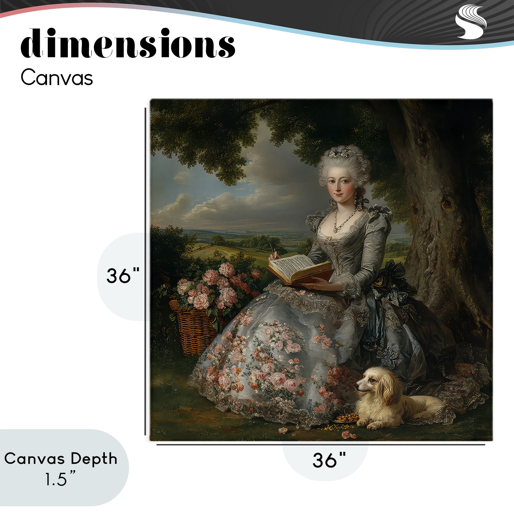 Stupell Industries Reading Rococo Lady with Dog Canvas Wall Art, design by The Wands Want