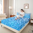 thumbnail image 4 of Feelyou Glitter Leopard Print Teen Twin Sheet Sets, Blue Sequin Print Bedding, 3pcs, 4 of 7