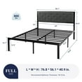 thumbnail image 7 of Allewie Full Size Metal Platform Bed Frame with Tufted Diamond Stitched Fabric Headboard, Dark Grey, 7 of 7