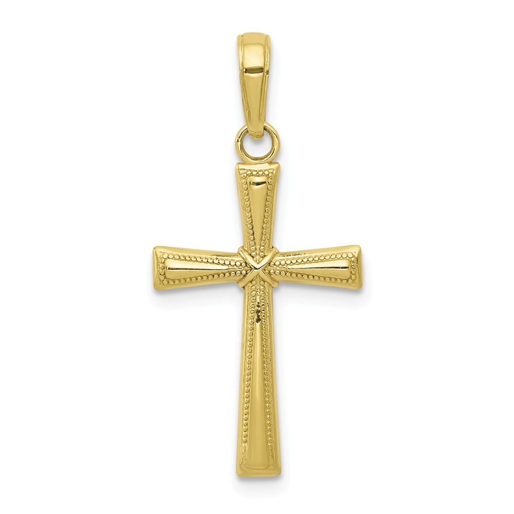 Solid 10k Yellow Gold Cross Pendant 