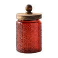 thumbnail image 2 of Vintage Colored Glass Kitchen Storage Counter Jar, Kitchen and Pantry Glass Storage with Airtight Wood Lid & Exquisite Texture, For Cookies, Candy, Coffee Tea Beans, Grains, Food Storage, 23.7oz, 2 of 6