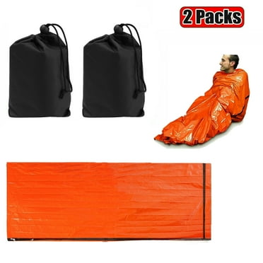 Emergency Sleeping Bag 2 Packs Ultra Waterproof Lightweight Thermal Bivy Sack Survival Shelter Blanket Bags Portable Sack for Camping Hiking Outdoor