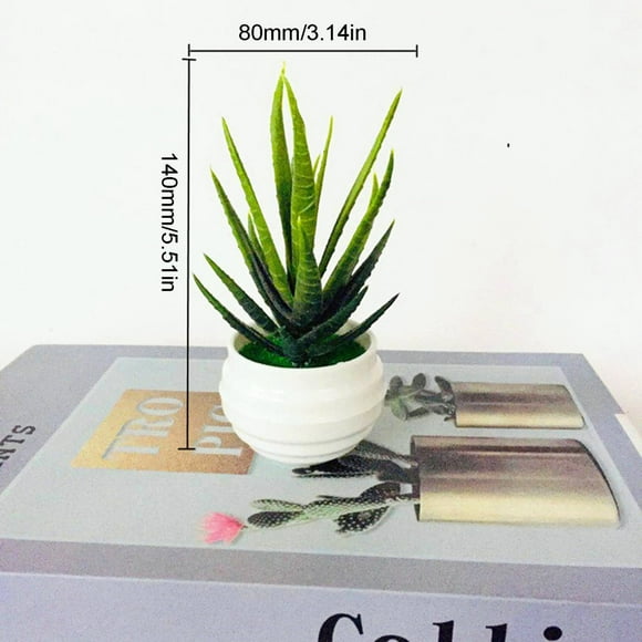 Plante Artificielle en Pot pour la Décoration de Jardin Vert Petites Fleurs Fausses Vert 14 * 8cm