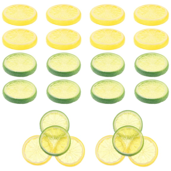 LEORX 24Pcs Simulation Lemon Slices Plastic Fake Fruit for Photography Props