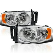 Spec-D Tuning Chrome Headlights Compatible with 2002-2005 Dodge Ram 1500, 2003-2005 Ram 2500 3500 L R Pair Head Light Lamp Assembly