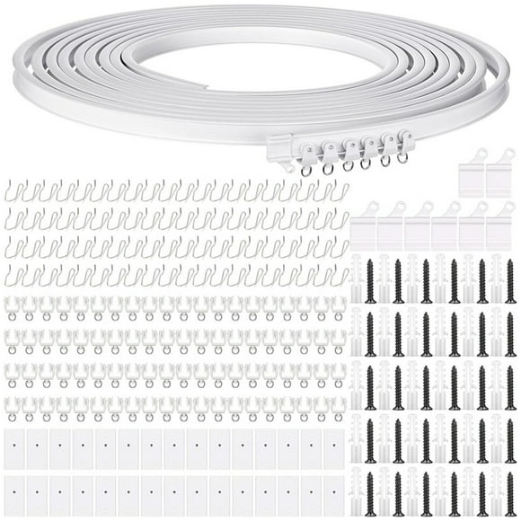 Ceiling Curved Curtain Track Flexible Ceiling Curtain Mount Soft Windows Curved Track for Curtain Rail with Track Curtain System Bed Curtains, Ceiling Track (White, 5 Meter/ 16.4 Feet)