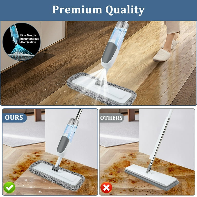 NileHome Mops For Floor Cleaning, Dust Mop With 2 Pcs Washable Pads And