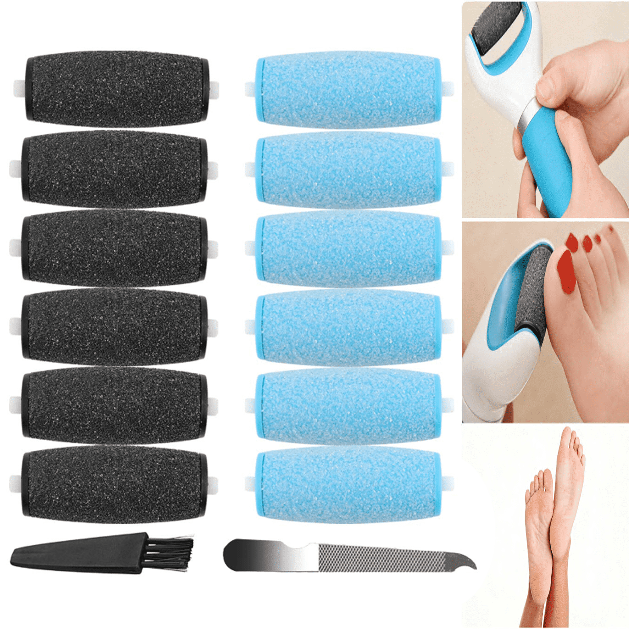 12 Pack Replacement Rollers for Amope Pedi Refills Electronic Perfect Foot File (6 Extra Coarse& 6 Regular Coarse)