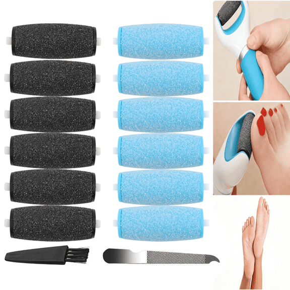 12 Pack Replacement Rollers for Amope Pedi Refills Electronic Perfect Foot File (6 Extra Coarse& 6 Regular Coarse)