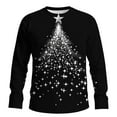 thumbnail image 3 of Feancey Ugly Christmas Shirts for Men Long Sleeve Crewneck Pullover Big and Tall Fashion Xmas Tree Print Graphic Tees Holiday Casual Party T-Shirt Black 3XL, 3 of 6