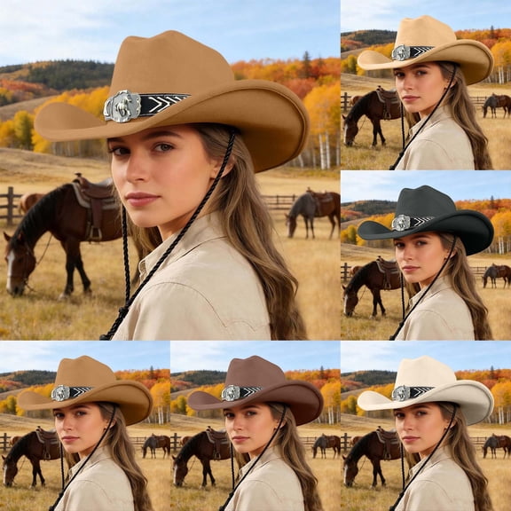 jiaxiM Womens Cowboy Hats Western Cowboy Jazz Hat Classic Design Wide Brim for Sun Shade Daily Outfits Parties and Outdoor Leisure