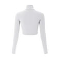 thumbnail image 4 of Made by Olivia Women's Solid Long Sleeve Mock Neck Solid Crop Top T Shirt, 4 of 6