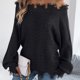 thumbnail image 4 of Suéter de cuello redondo para mujer, informal, holgado, de gran tamaño, con mangas largas, con hombros descubiertos, suéter, abrigo, camisa de poliéster para mujer, 4 of 9