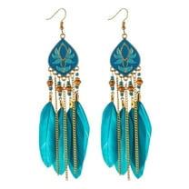 Feather Earrings for Women Boho Vintage Earrings Black Feather Tassel Earrings Long Feather Earrings Western Bohemian Jewelry for Women