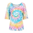 thumbnail image 7 of 3/4 Sleeve Shirts For Women Womens Gradient Color Shirts Womens Printed T Shirts Cotton Tee Shirts For Women Soft Graphic Tees Crew Neck Tshirts For Women Elbow Sleeve Tops Women Work Tops, 7 of 7