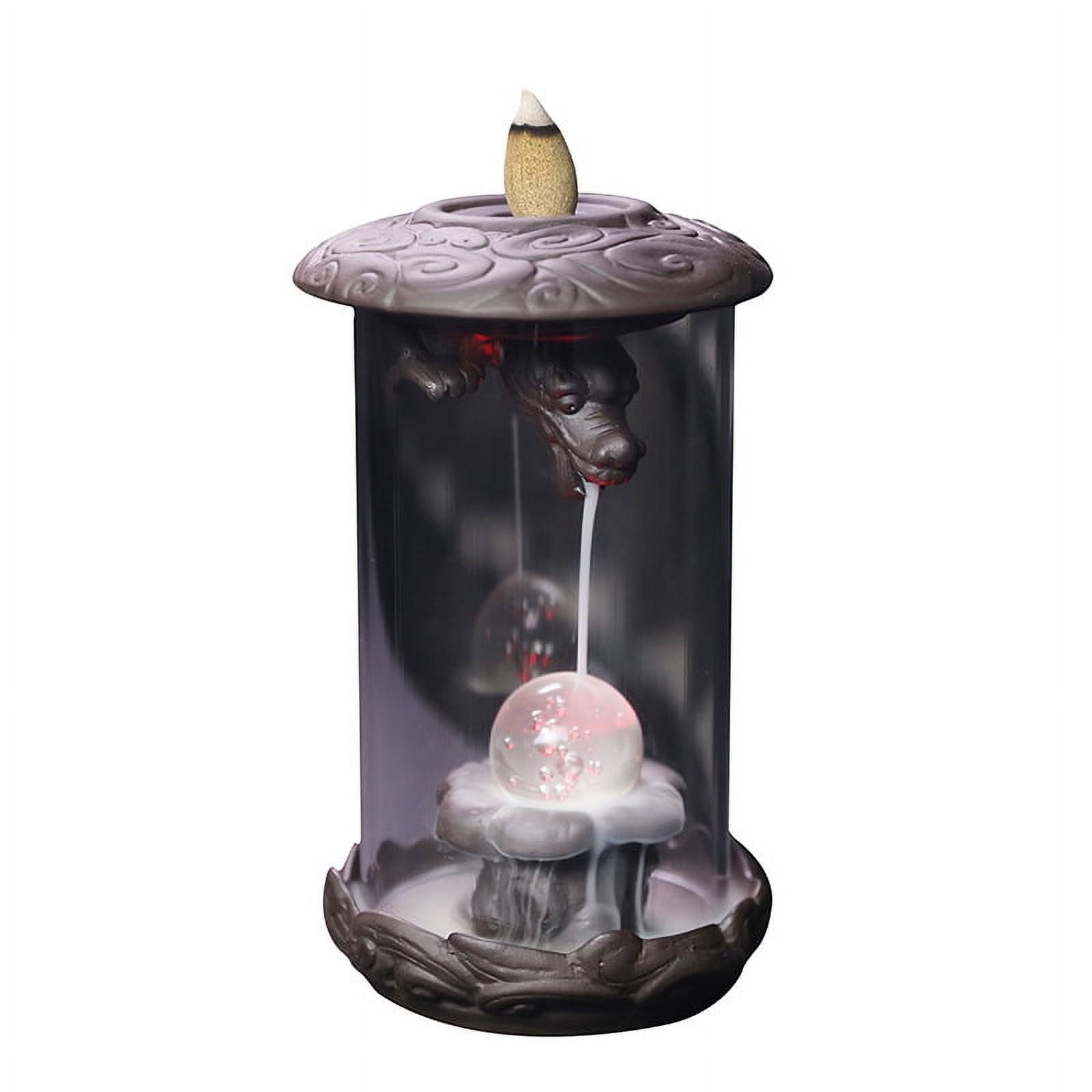 Purple Sand Creative Dragon Backflow Incense Burner LED Light Windshield Dragon Reflow Incense Holder Burner Home Decoration
