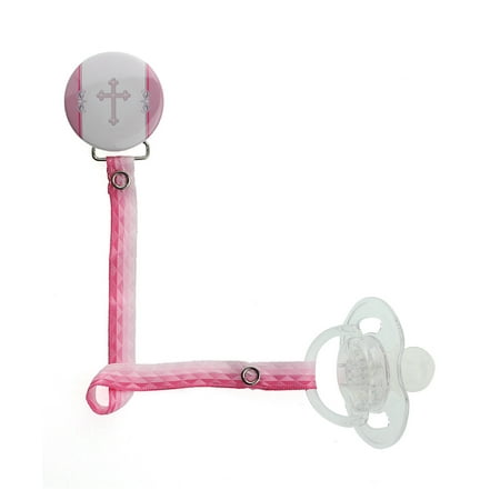 Cross Ribbon Pacifier Clip