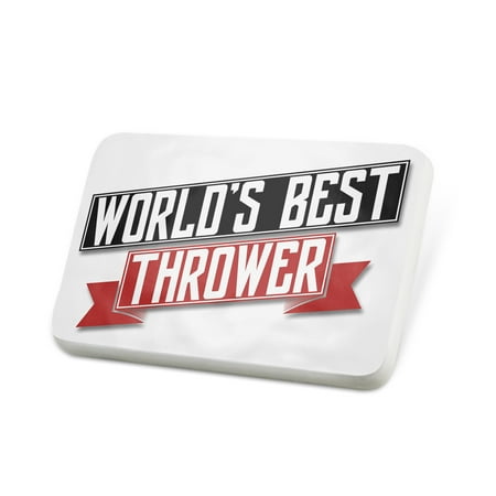 Porcelein Pin Worlds Best Thrower Lapel Badge –