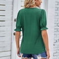 thumbnail image 4 of Birdeem Womens Summer Summer Solid Color V-Neck Pleated Loose Short Sleeve Top, 4 of 5