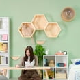 thumbnail image 4 of MYZOO Busycat Floating Hexagon Wall Mounted Cat Shelf Bed w/ Openings, Pine (2 Pack), 4 of 13