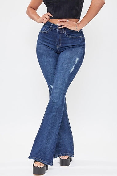 YMI Junior's Classic High Rise Flare Bell Bottom Jeans - Tall Long ...