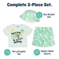 thumbnail image 3 of Disney Mickey Mouse Loop Terry Cloth T-Shirt, Shorts and Bucket Sun Hat 3 Piece Outfit Set Newborn to Infant, 3 of 5