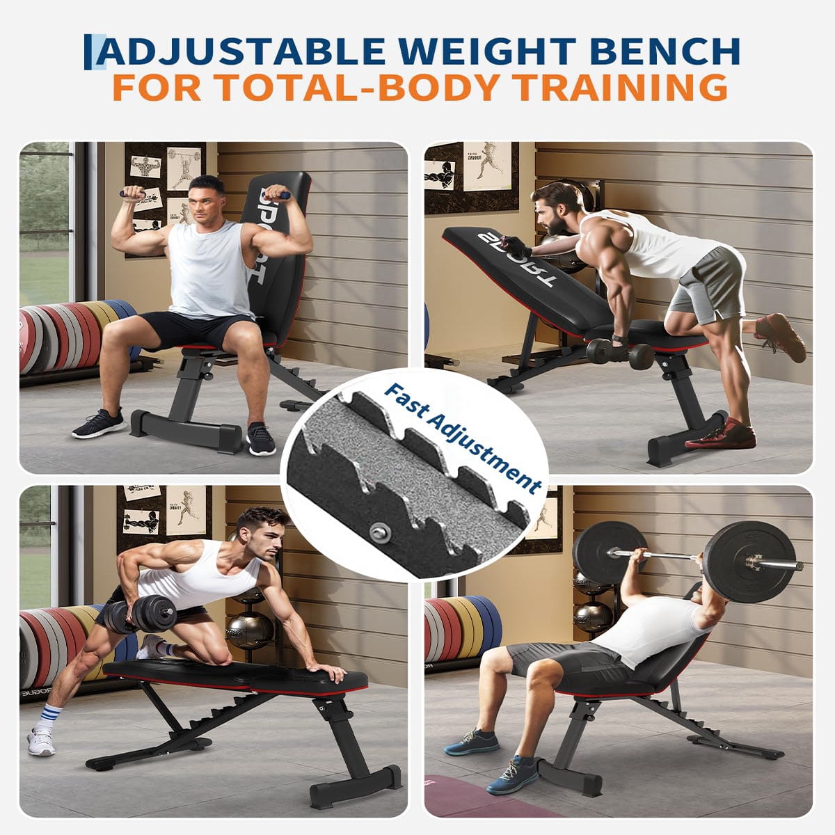 Soonbuy Adjustable Weight Bench,5-Levels Versatile Foldable Bench for Full Body Workout Strength Training, 660LBS Incline Decline Bench with Quick Folding& Fast Adjustment