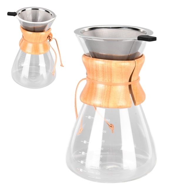 Coffee Maker, Heat Coffee Pot Dripper With Stainless Steel Funnel, Large Capacity Reusable Pour Over Coffee Maker For Home, Hotel, Cafe, Travel