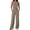 Khaki, variant on Linen Look Two Piece Set for Women, Sleeveless Crop Top & Wide Leg Pants with Pockets - Summer Casual Lounge Outfit Beige L