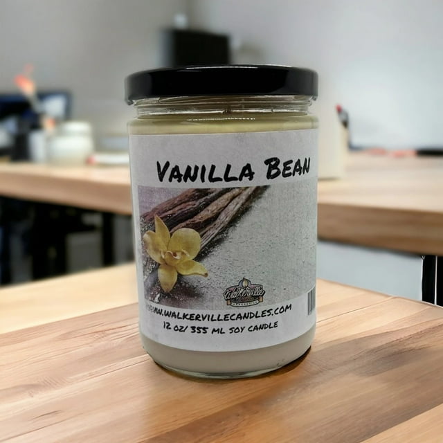 Vanilla Bean Vegan Coconut Soy 12 oz/ 355 ml Candle Hand-poured, Eco-friendly, Clean Burning, Bakery, Food, Drink