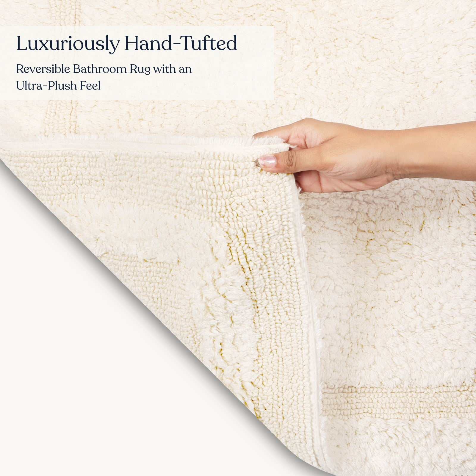 Delara Organic Cotton Reversible Bath Mat – 3000 GSM, GOTS Certified, Ultra-Thick & Super Absorbent | Soft, Plush & Quick-Drying Bathroom Rug