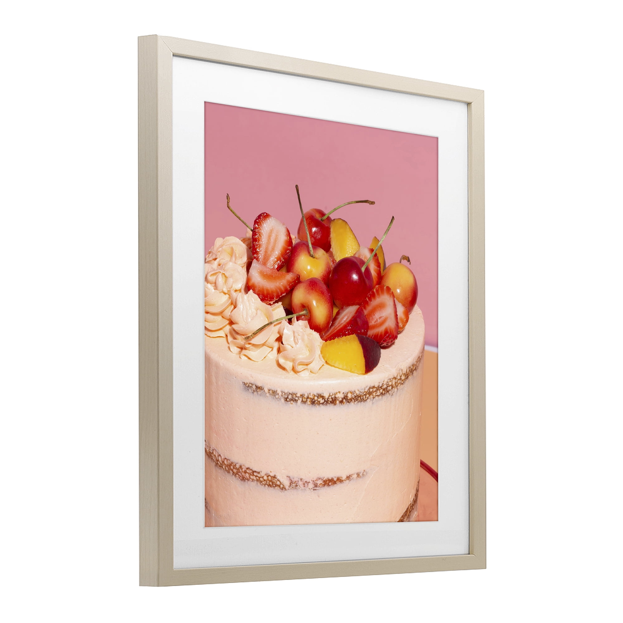 Stupell Industries Strawberry Fruit Cake Birch Framed Print Under Glass, design by LISH Creative