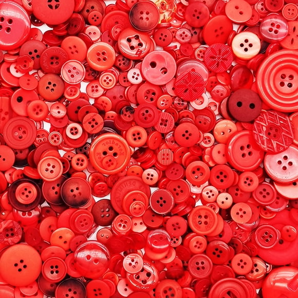 Botones rojos para manualidades Qovydx, 600 unidades, varios tamaños, de 0,7 a 3 cm