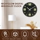 thumbnail image 2 of Reloj de pared luminoso Toorise, sin marco, con luz nocturna, de madera de 12 pulgadas, que brilla en la oscuridad, silencioso, con números y manecillas luminosas, funciona con pilas., 2 of 8
