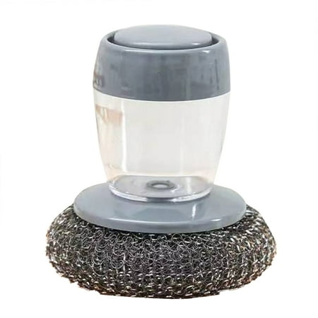 

Pressing Cleaning Brush Soap Dispensing Steel Wire Scrubber Dishwashing Pot Kitchen Tools