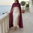 thumbnail image 6 of Helii Women Chiffon Cape Mesh Poncho – Boat Neck Sheer Bolero for Evening Dress, Lightweight Batwing Sleeve Shrug for Wedding Party Beach, Polyester Cover Up Wine,One Size, 6 of 7